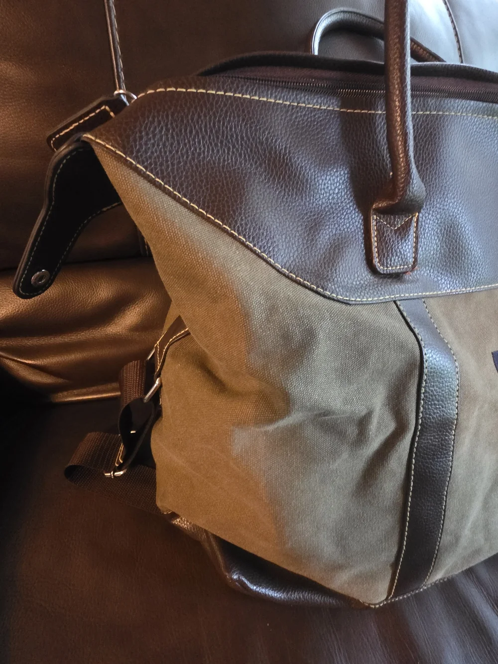 Nautica Men’s Brown Canvas & Leather Tote Bag